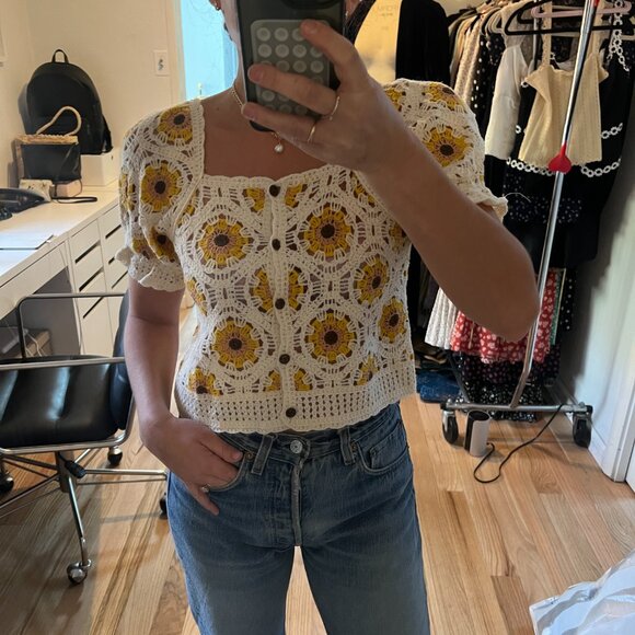 RedBerry Aussie Crochet Button-Up Top S/M - Picture 10 of 10